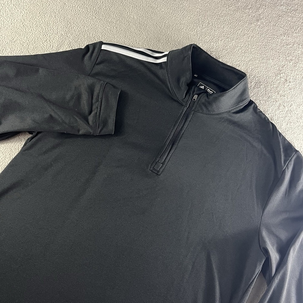 Adidas Golf Climalite 1/4 Zip Pullover Men's Small Three Stripes Black